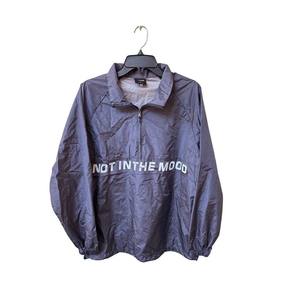 TRUPPO Not In The Mood Windbreaker Jacket L Gray Y2K Streetwear Grunge 90s